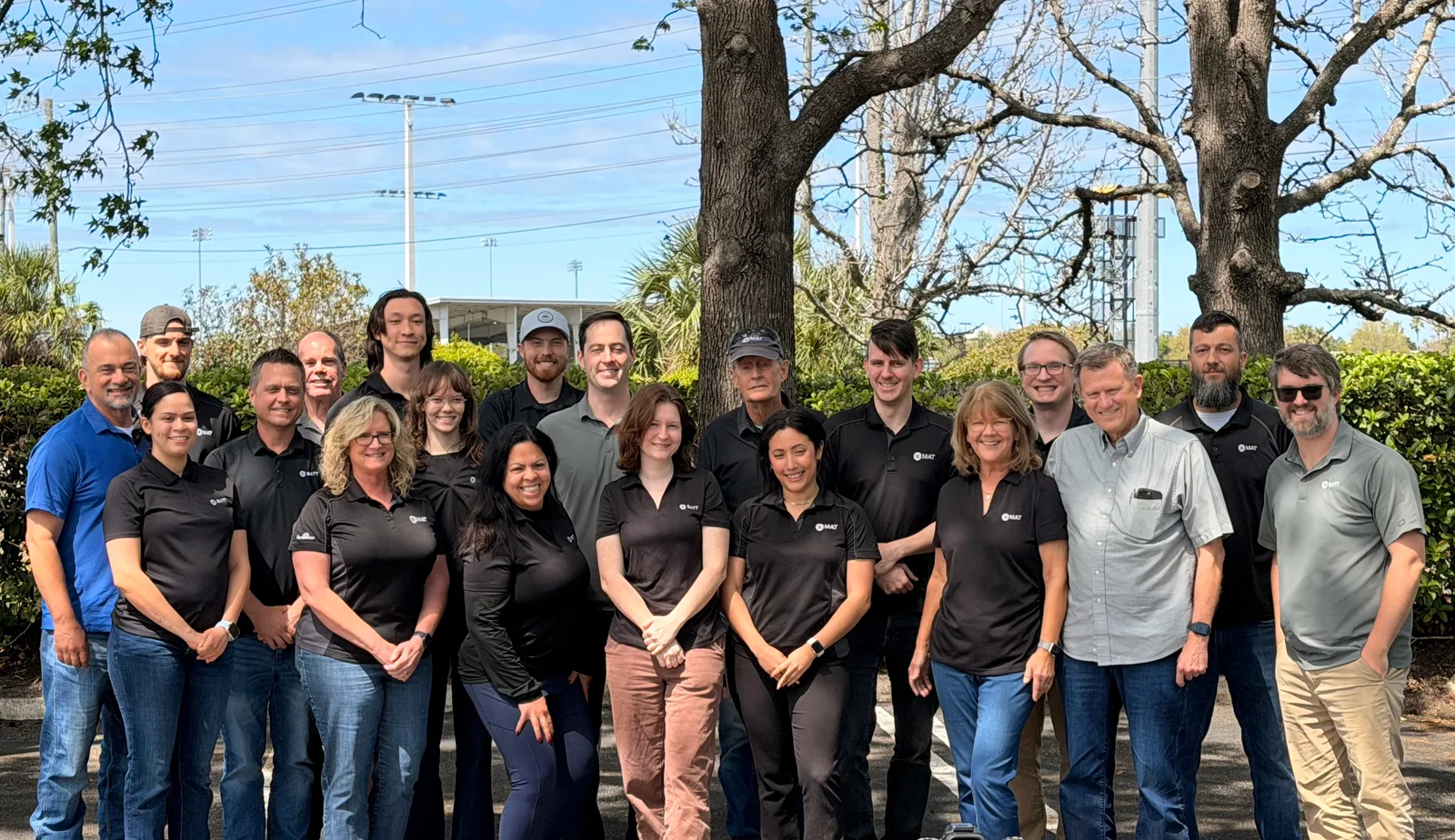 The X-BATT team outside the company's Oviedo, Florida facility